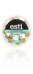 esti Pitted Green Olives with Cretan Graviera cheese, Thyme and Basil